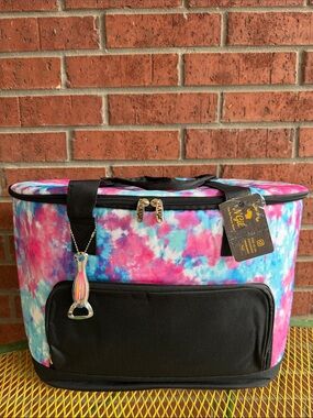 NWT NGIL Pink Blue Tie Dye Insulated Cooler Bag, ball park, pool, beach, camping